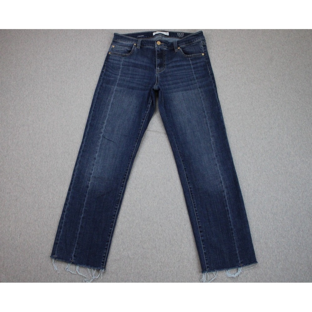 Liverpool Jeans Womens 10/30 Blue Cotton Blend Stretch Mid-Rise Straight Raw Hem